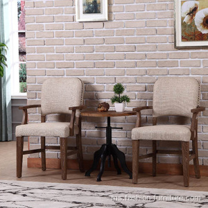 Rangka kayu Line Upholstered Makan kerusi berlengan